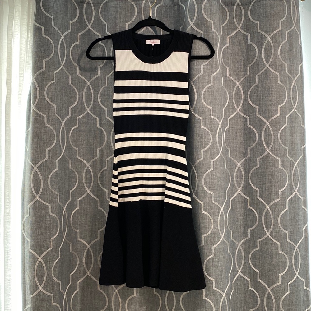 PARKER Penny Striped Knit Sleeveless Dress